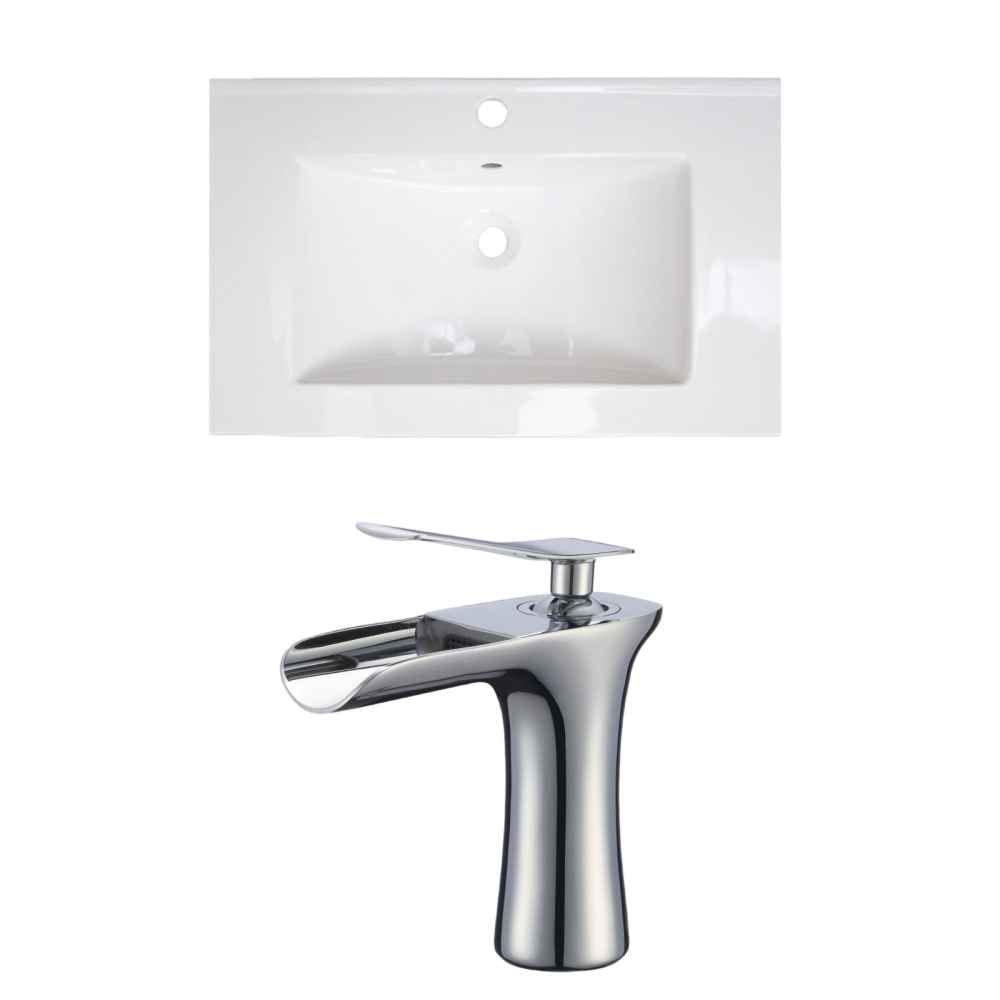 24-in. W 1 Hole Ceramic Top Set In White Color