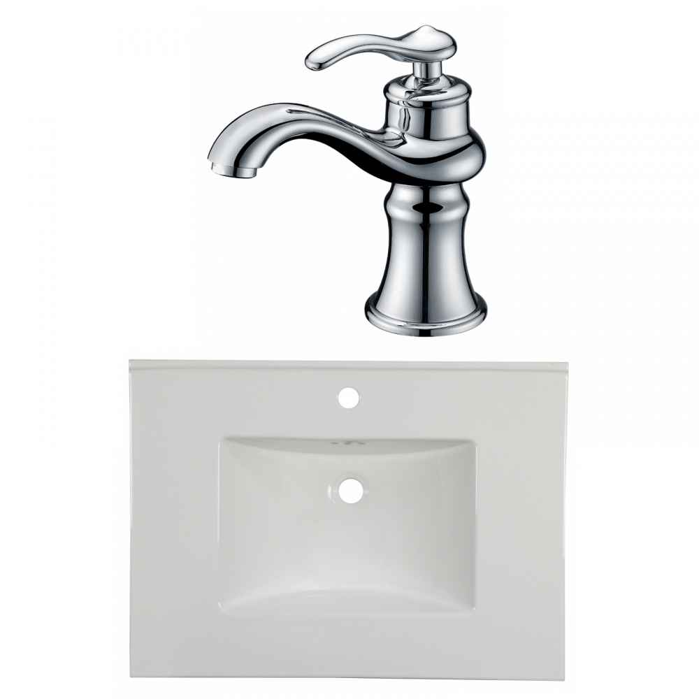 30.75-in. W 1 Hole Ceramic Top Set In White Color