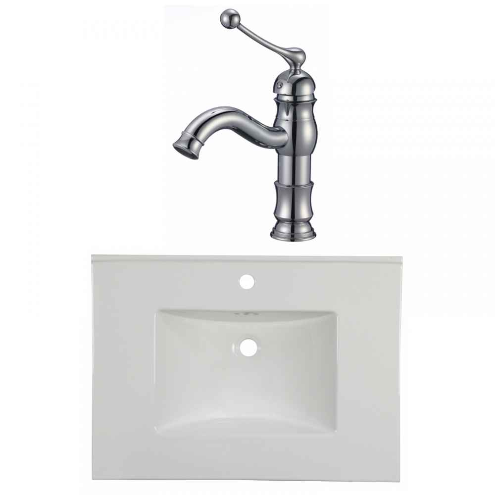 30.75-in. W 1 Hole Ceramic Top Set In White Color