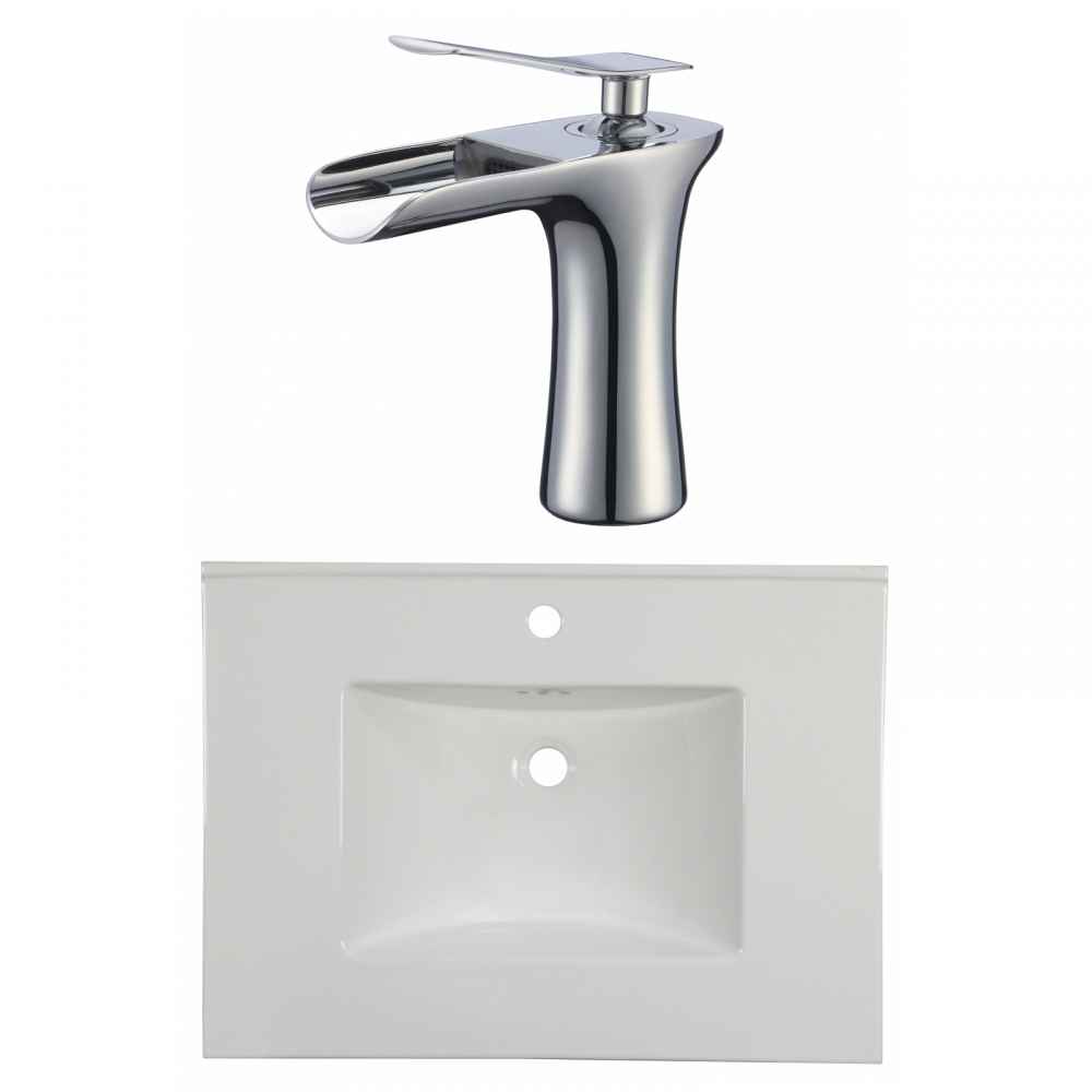 30.75-in. W 1 Hole Ceramic Top Set In White Color