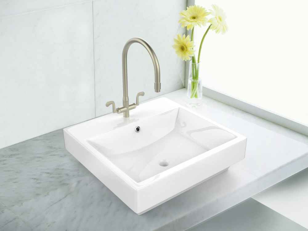 19-in. x 17.5-in. Rectangle Bathroom Vessel Sink Set White Enamel Glaze