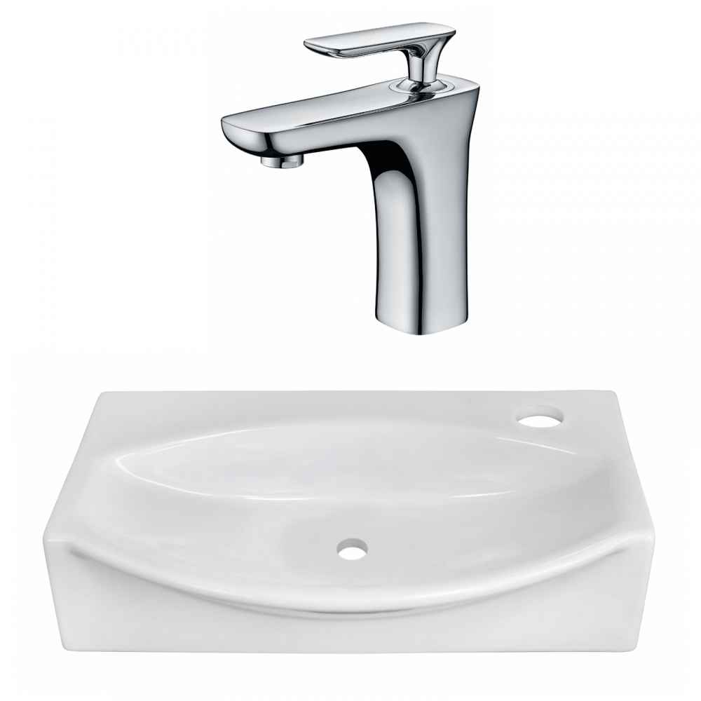 16.5-in. x 12-in. Unique Bathroom Vessel Sink Set White Enamel Glaze