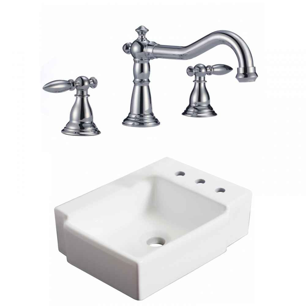 16.25-in. x 11.75-in. Rectangle Bathroom Vessel Sink Set White Enamel Glaze