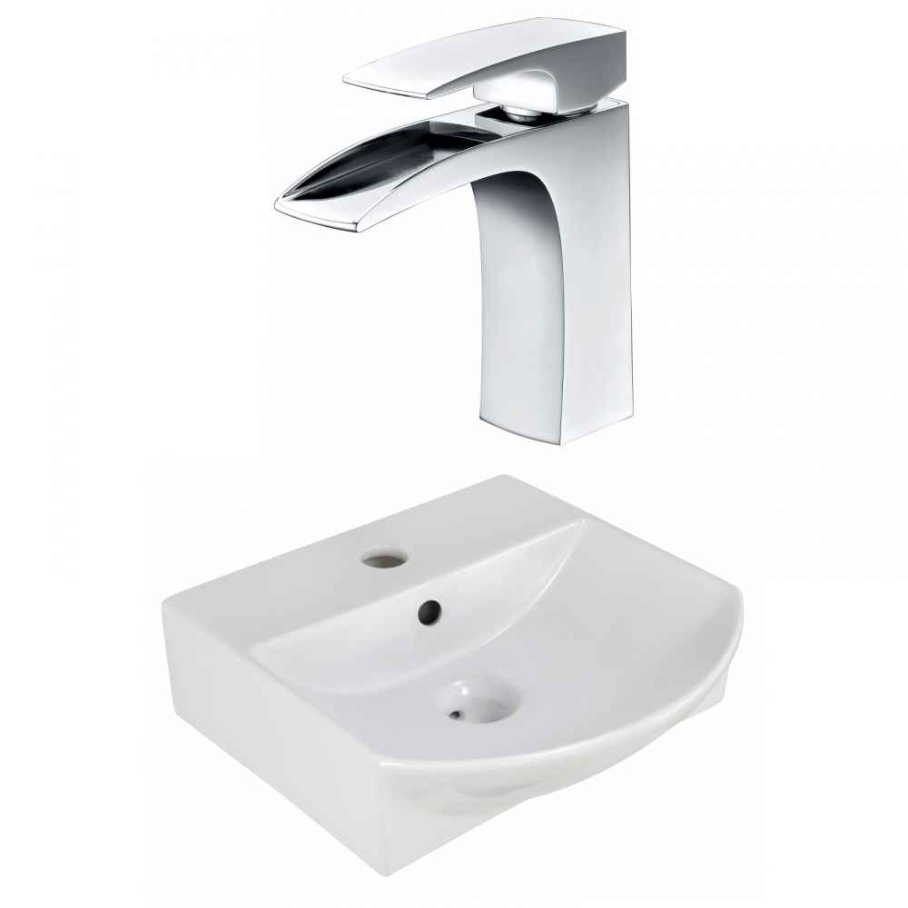 13.75-in. x 14-in. Rectangle Bathroom Vessel Sink Set White Enamel Glaze