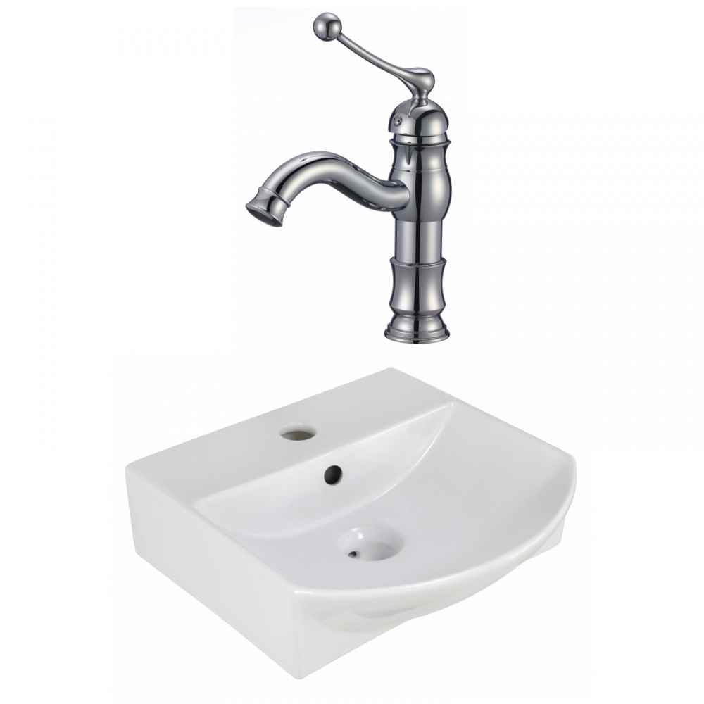 13.75-in. x 14-in. Rectangle Bathroom Vessel Sink Set White Enamel Glaze