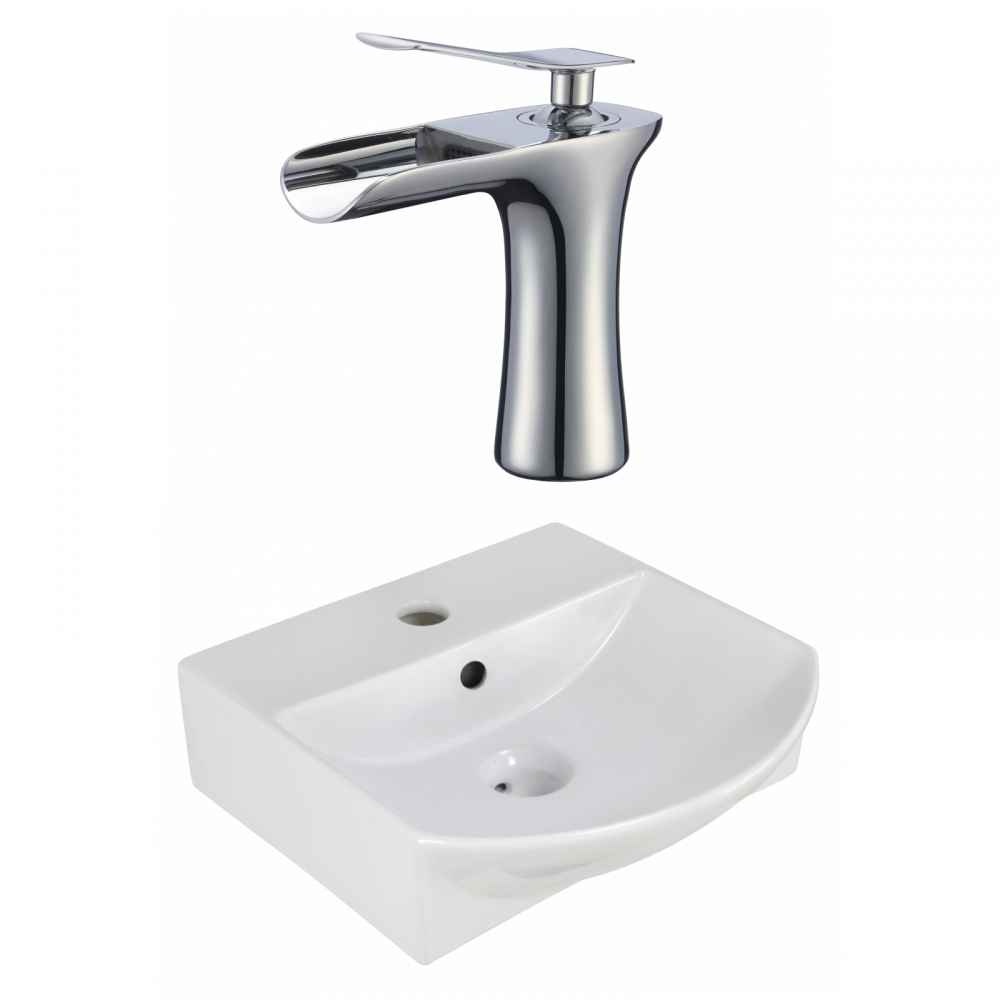 13.75-in. x 14-in. Rectangle Bathroom Vessel Sink Set White Enamel Glaze