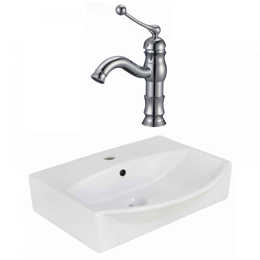 19.5-in. x 16-in. Rectangle Bathroom Vessel Sink Set White Enamel Glaze