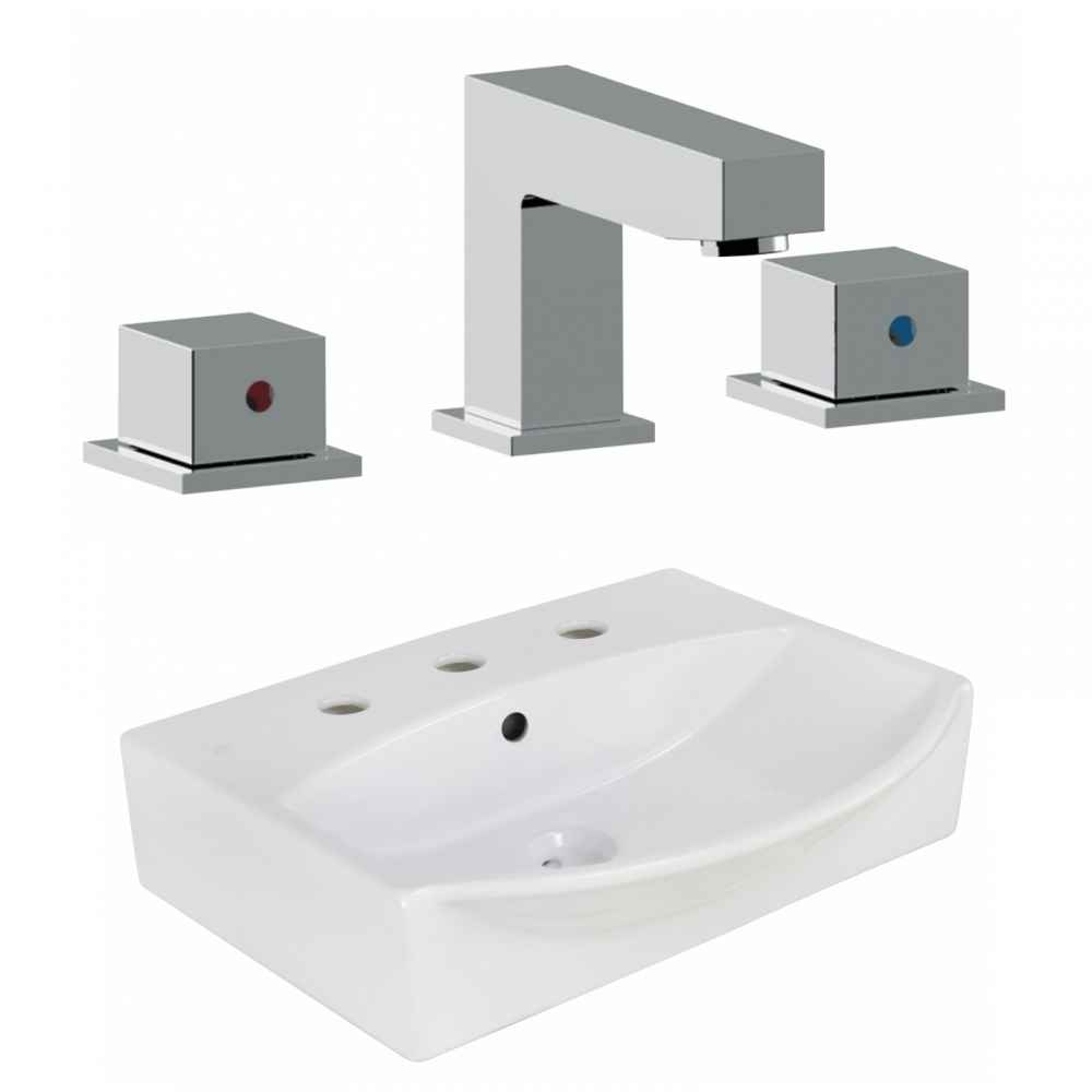 19.5-in. x 16-in. Rectangle Bathroom Vessel Sink Set White Enamel Glaze