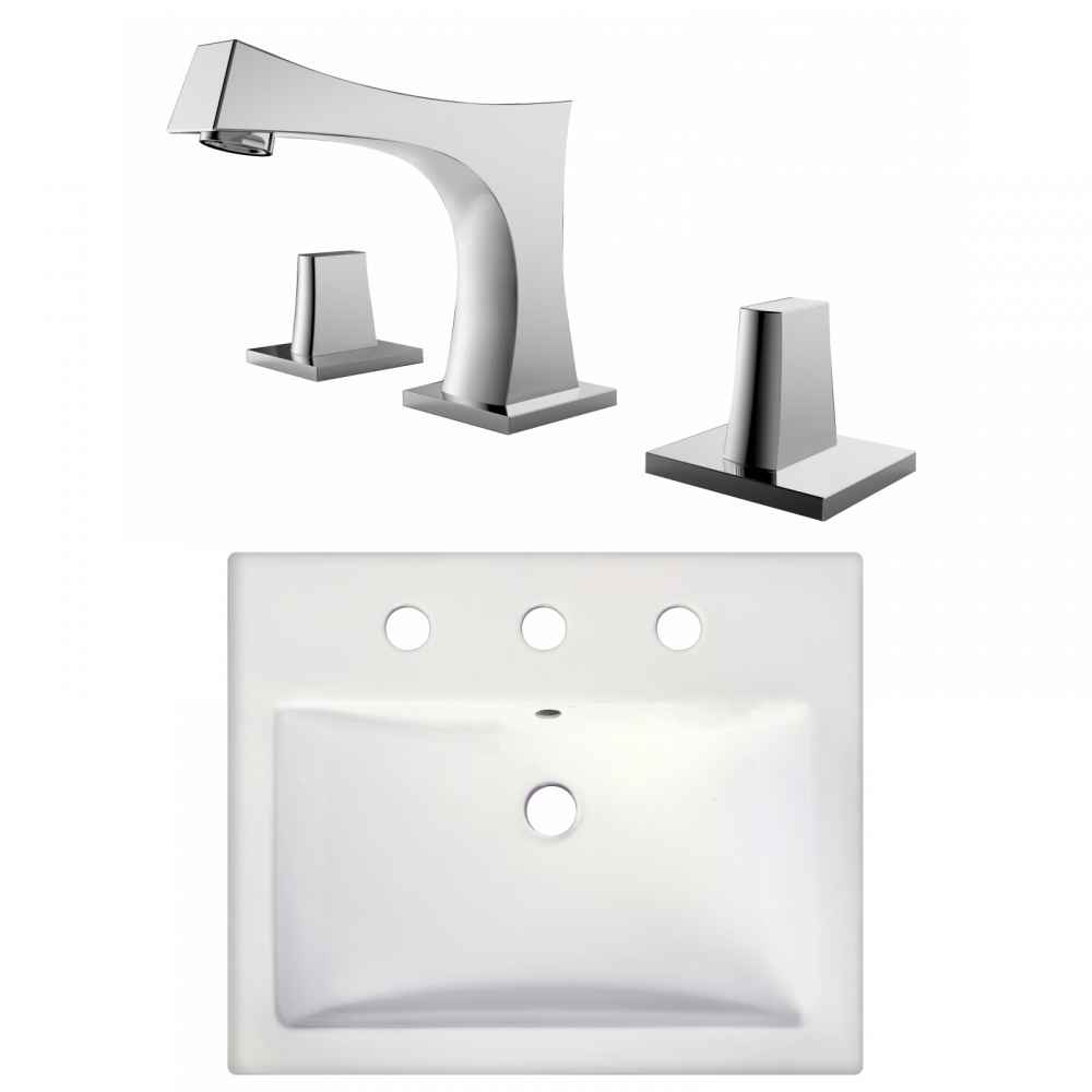 20.75-in. x 17.25-in. Rectangle Bathroom Vessel Sink Set White Enamel Glaze