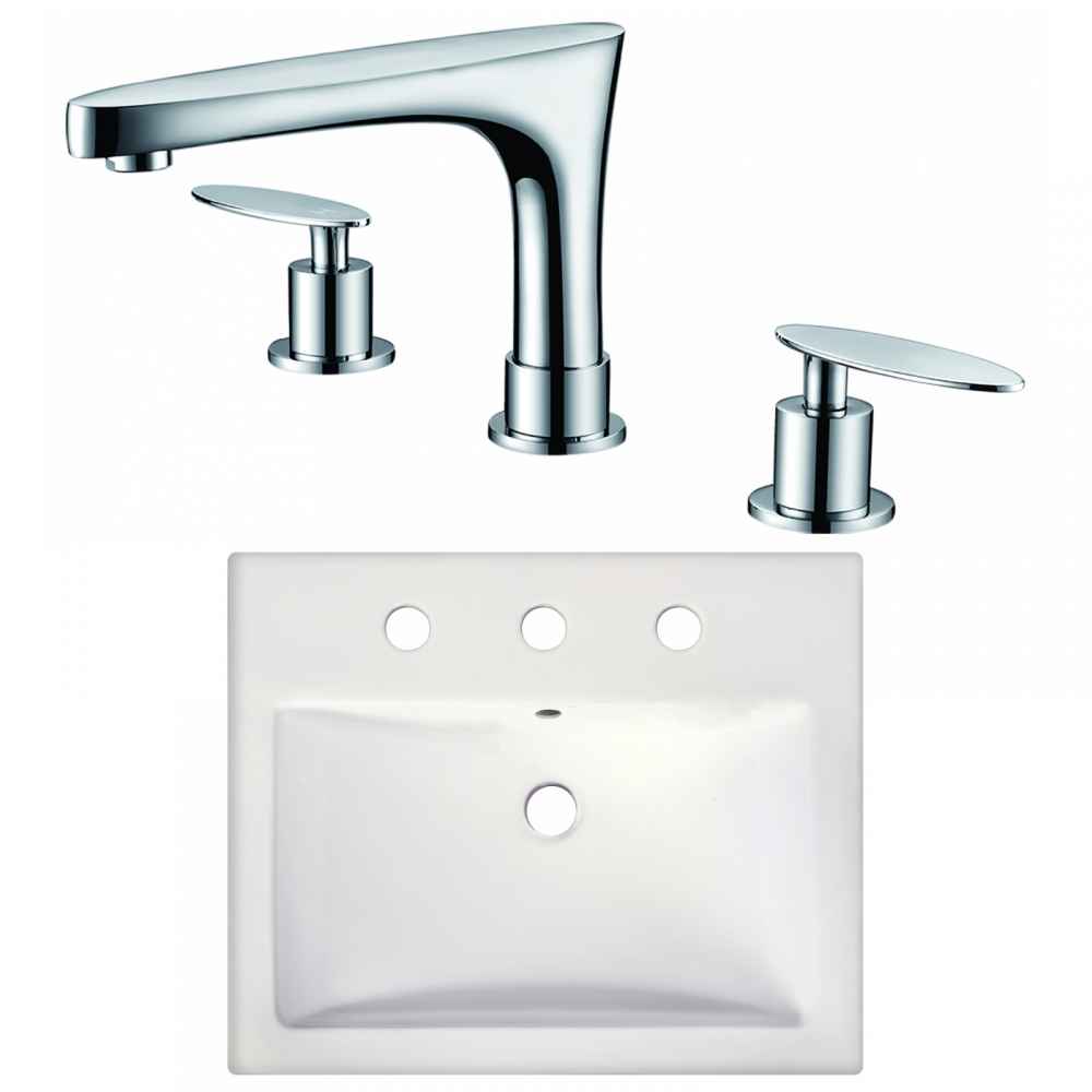20.75-in. x 17.25-in. Rectangle Bathroom Vessel Sink Set White Enamel Glaze