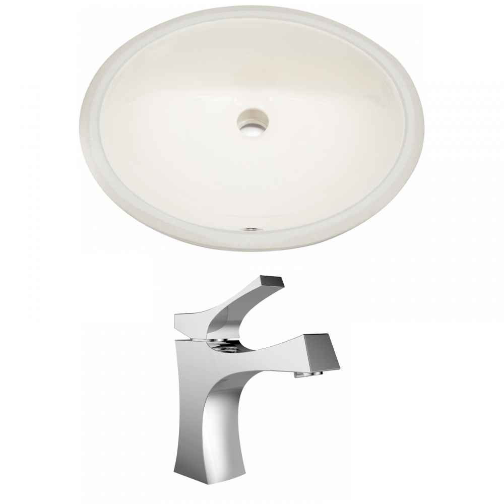 19.75-in. W Oval Bathroom Undermount Sink Set In Biscuit - Chrome Hardware