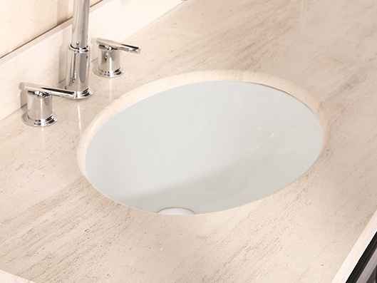 19.75-in. W Oval Bathroom Undermount Sink Set In Biscuit - Chrome Hardware