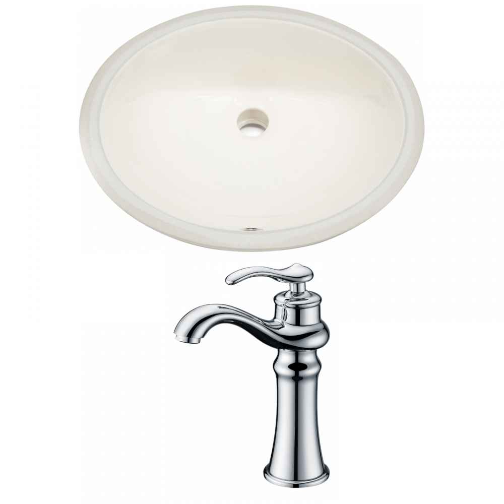 19.75-in. W Oval Bathroom Undermount Sink Set In Biscuit - Chrome Hardware
