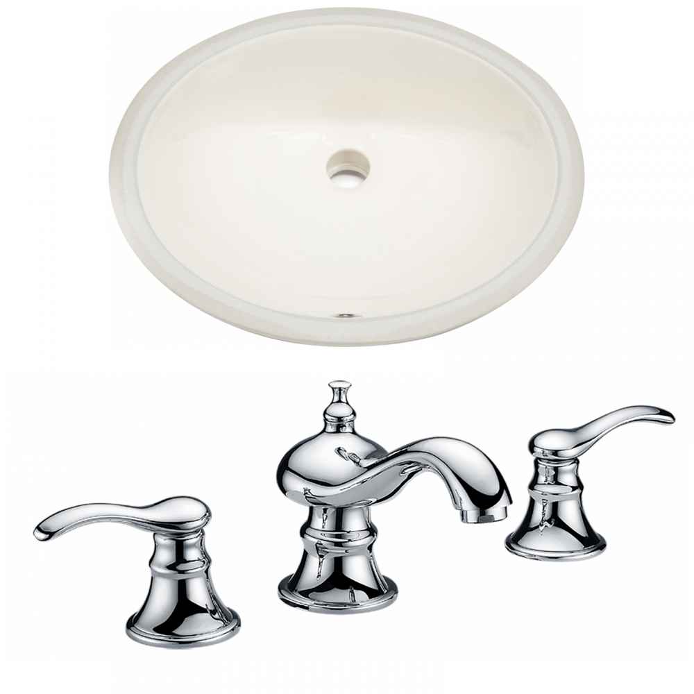19.75-in. W Oval Bathroom Undermount Sink Set In Biscuit - Chrome Hardware