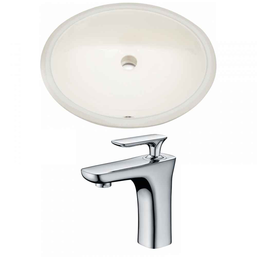 19.75-in. W Oval Bathroom Undermount Sink Set In Biscuit - Chrome Hardware