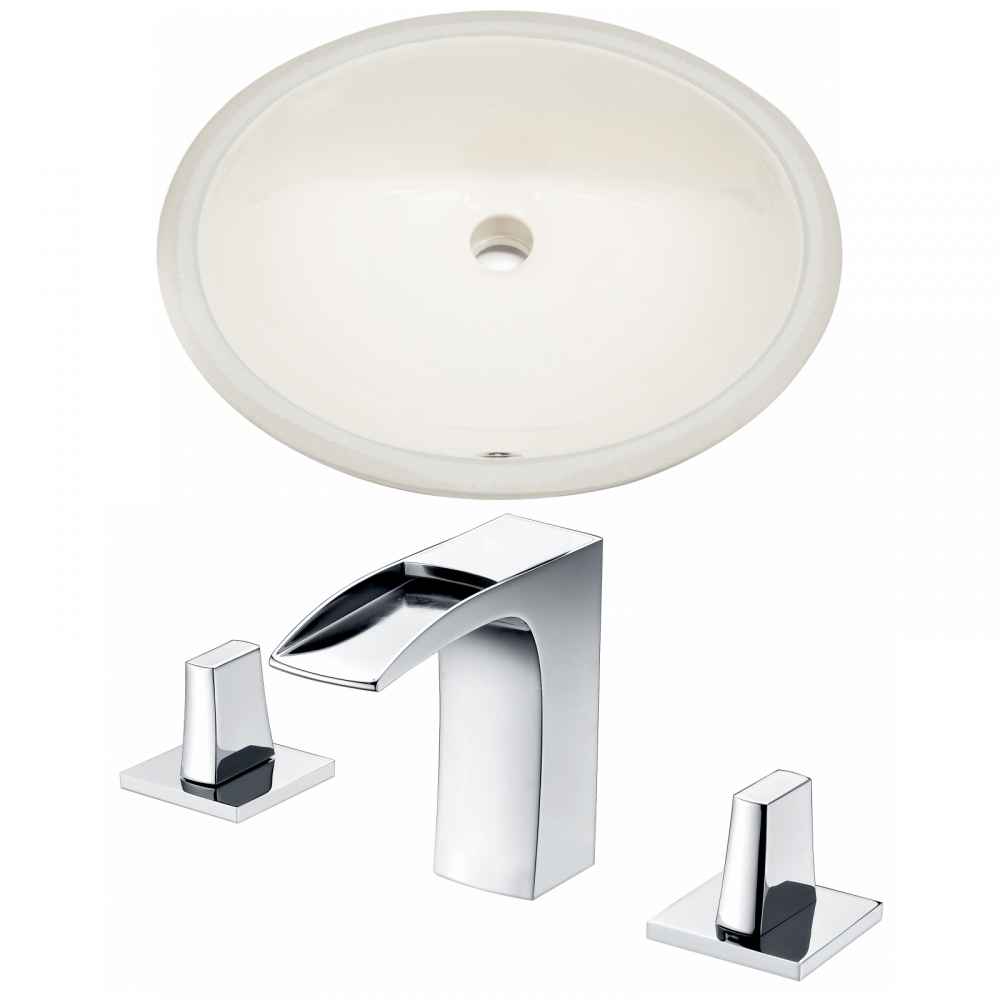 19.75-in. W Oval Bathroom Undermount Sink Set In Biscuit - Chrome Hardware