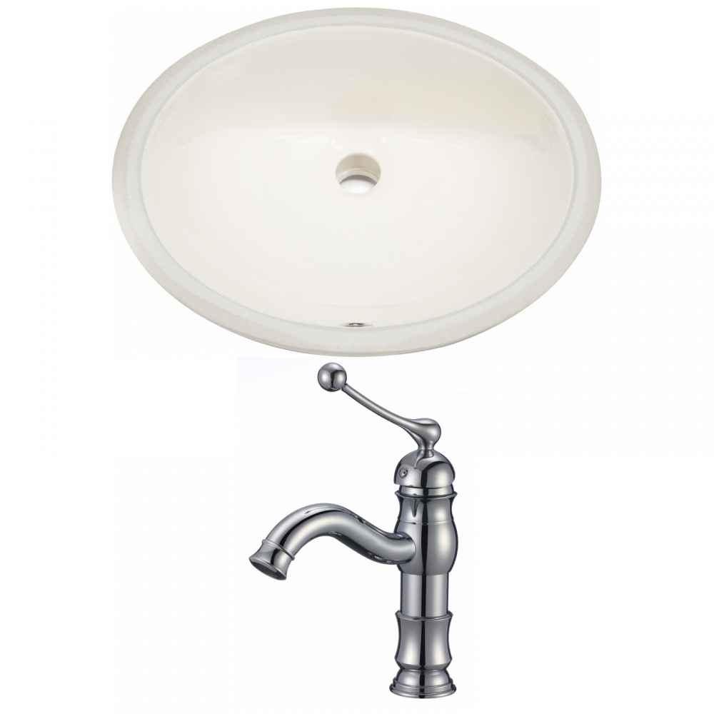 19.75-in. W Oval Bathroom Undermount Sink Set In Biscuit - Chrome Hardware