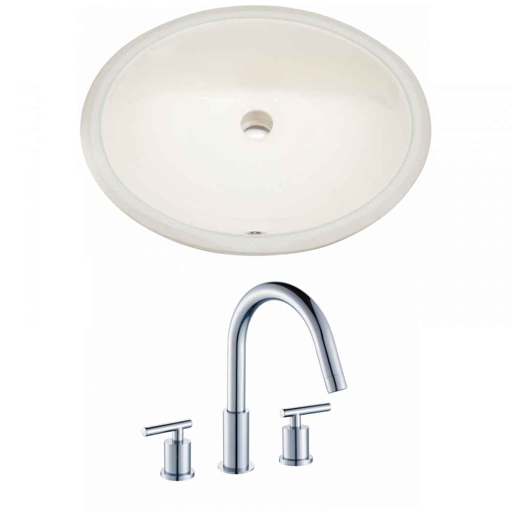 19.75-in. W Oval Bathroom Undermount Sink Set In Biscuit - Chrome Hardware
