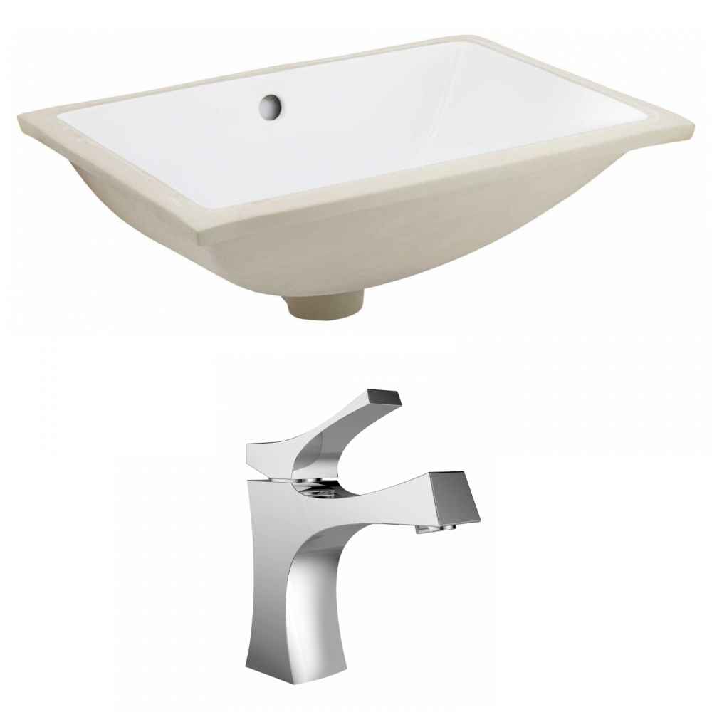 20.75-in. W Rectangle Bathroom Undermount Sink Set In White - Chrome Hardware