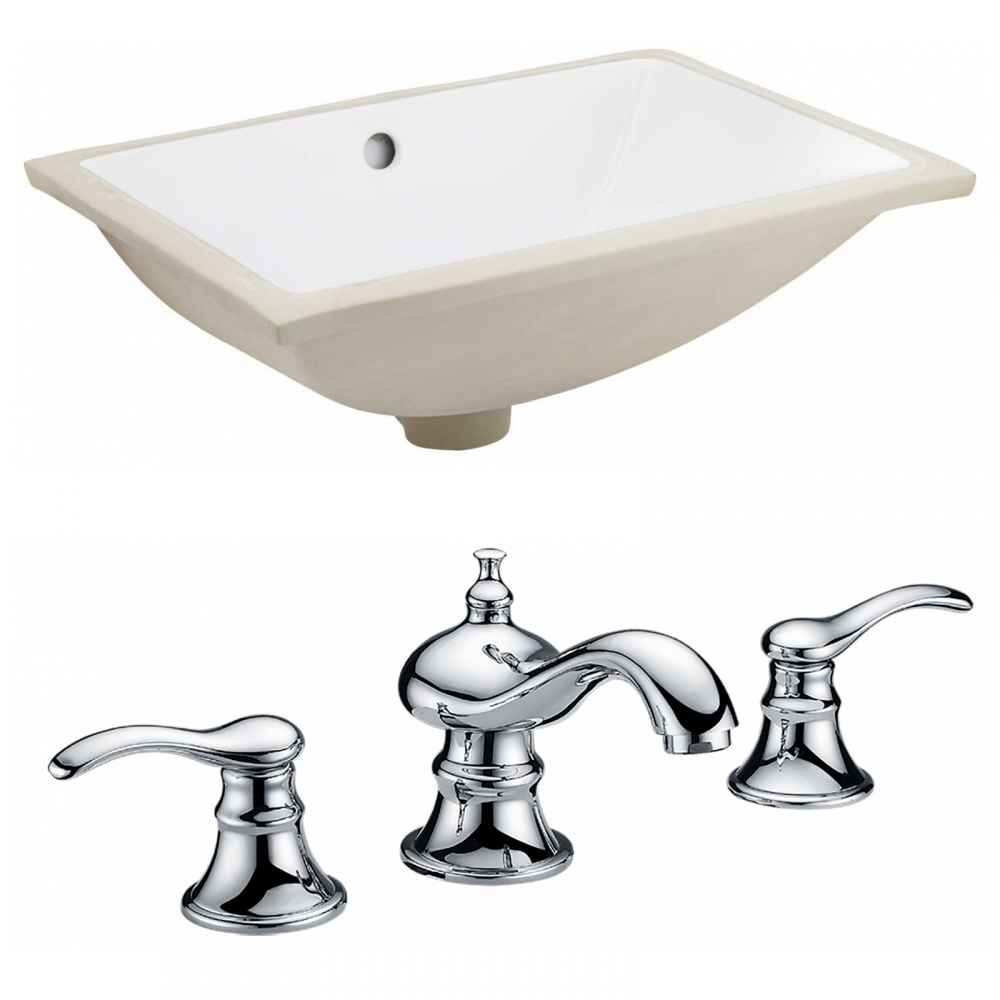 20.75-in. W Rectangle Bathroom Undermount Sink Set In White - Chrome Hardware