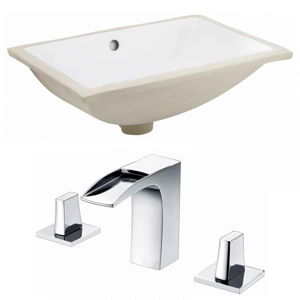 20.75-in. W Rectangle Bathroom Undermount Sink Set In White - Chrome Hardware