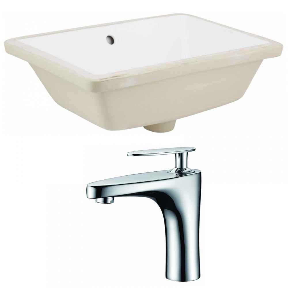 18.25-in. W Rectangle Bathroom Undermount Sink Set In White - Chrome Hardware