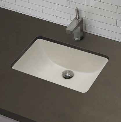 20.75-in. W Rectangle Bathroom Undermount Sink Set In Biscuit - Chrome Hardware