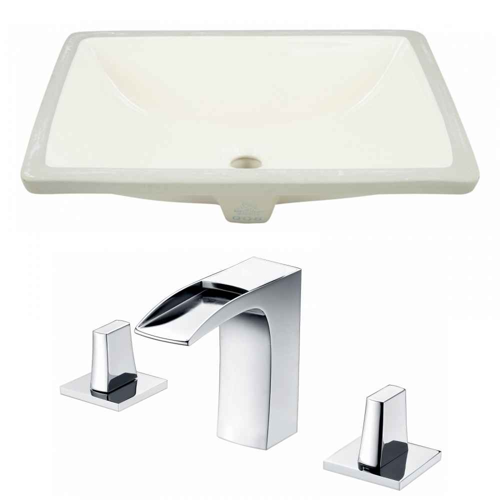 20.75-in. W Rectangle Bathroom Undermount Sink Set In Biscuit - Chrome Hardware