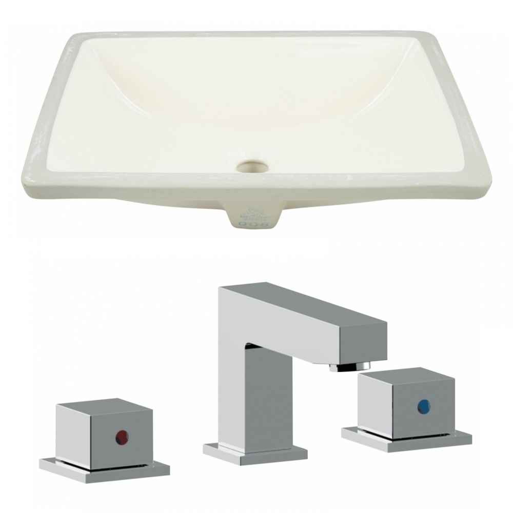 20.75-in. W Rectangle Bathroom Undermount Sink Set In Biscuit - Chrome Hardware