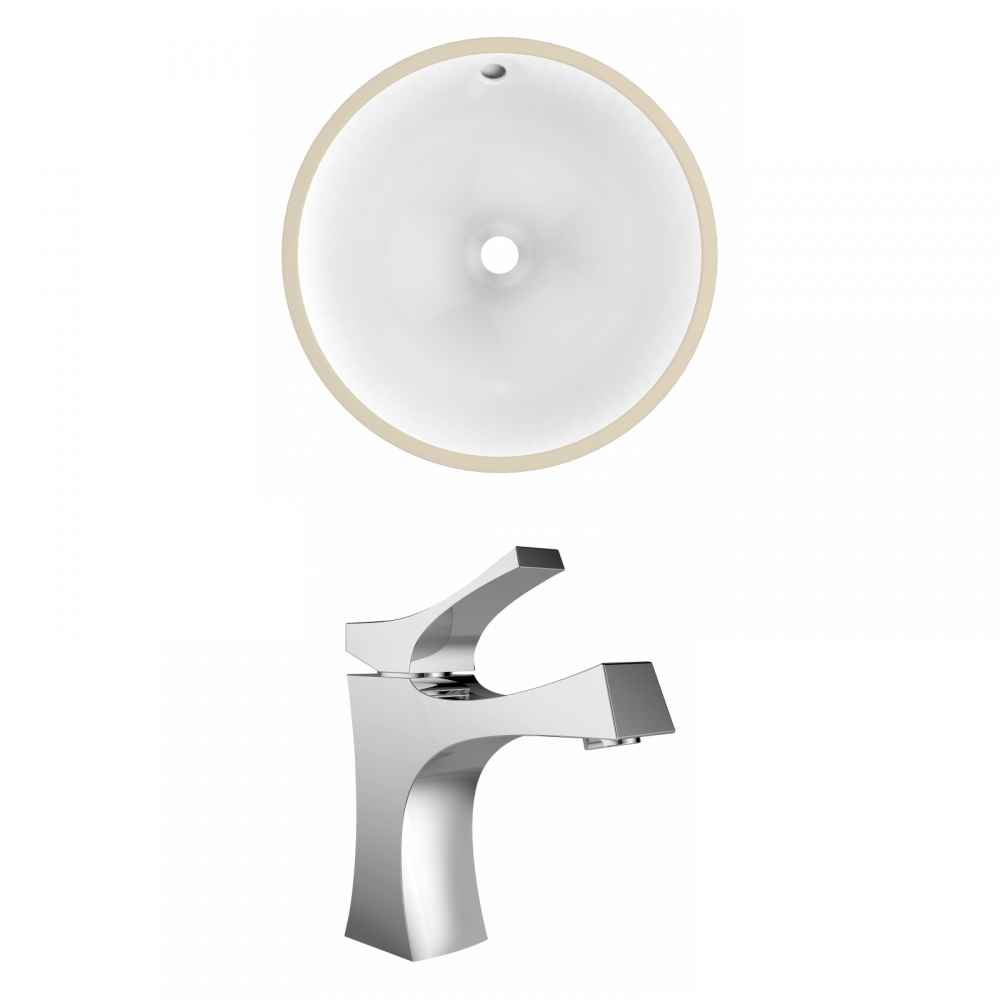 15.25-in. W Round Bathroom Undermount Sink Set In White - Chrome Hardware
