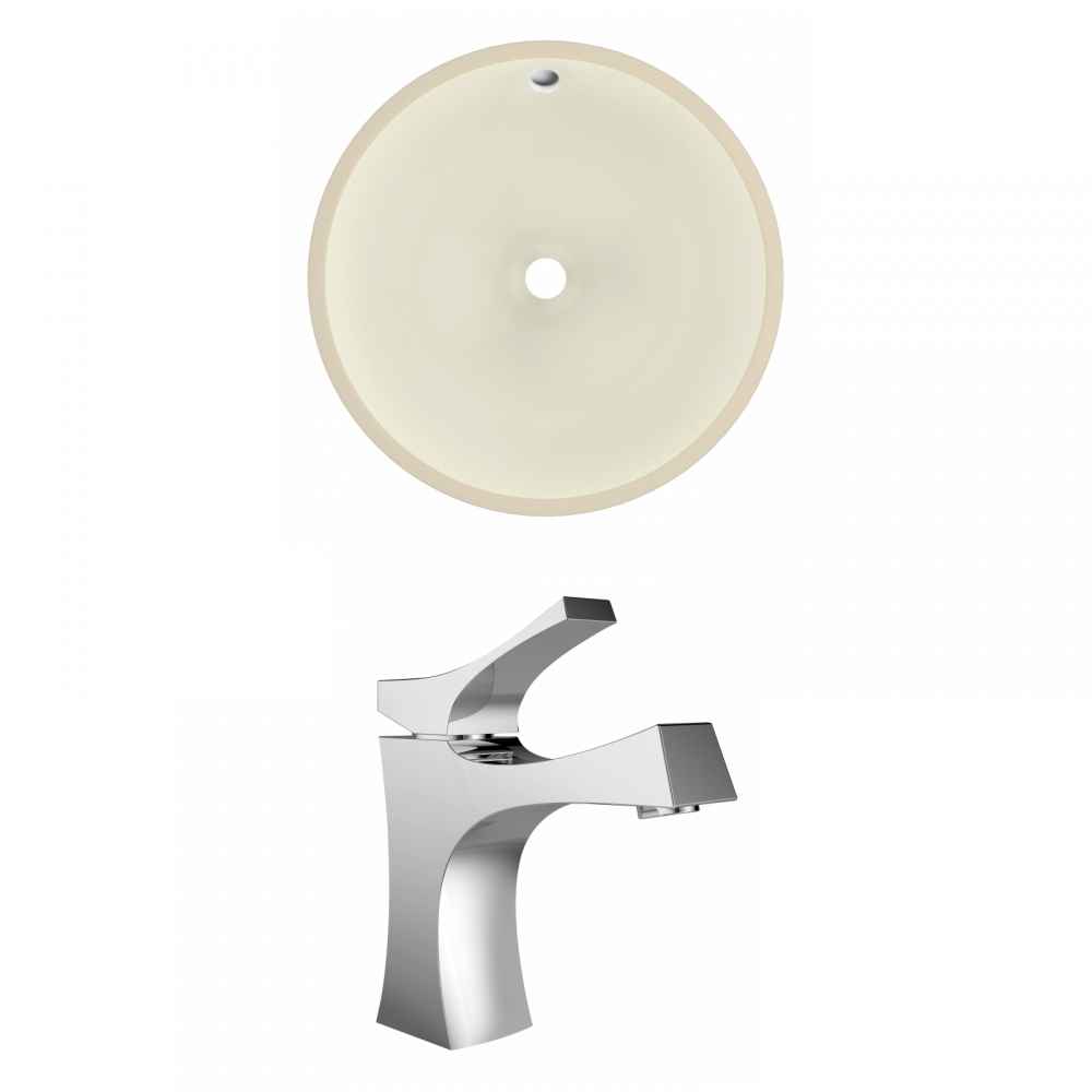 16-in. W Round Bathroom Undermount Sink Set In Biscuit - Chrome Hardware
