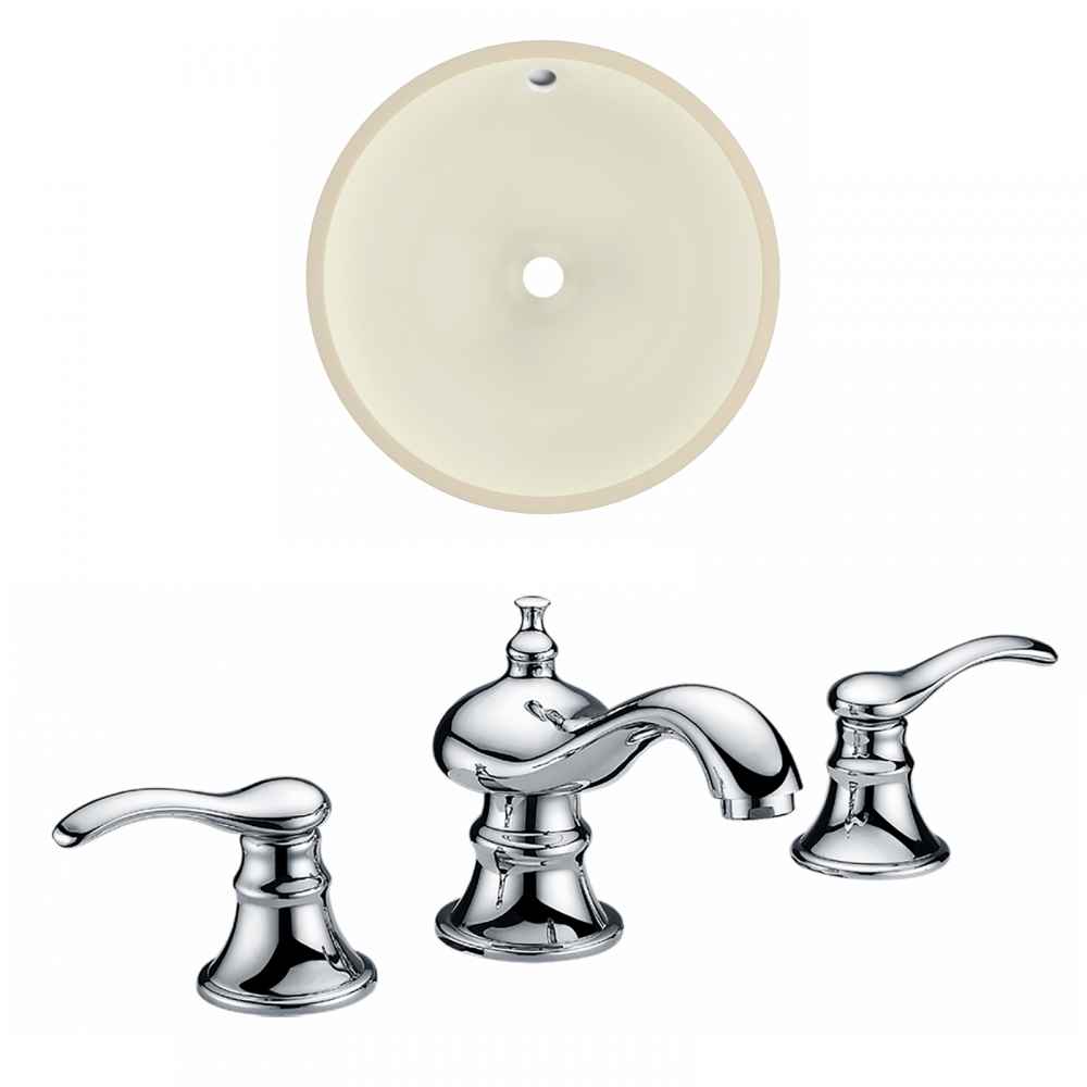 16-in. W Round Bathroom Undermount Sink Set In Biscuit - Chrome Hardware