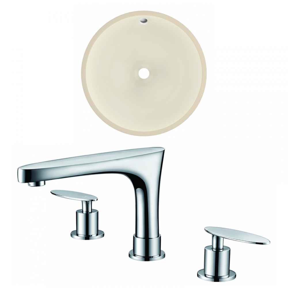 16-in. W Round Bathroom Undermount Sink Set In Biscuit - Chrome Hardware