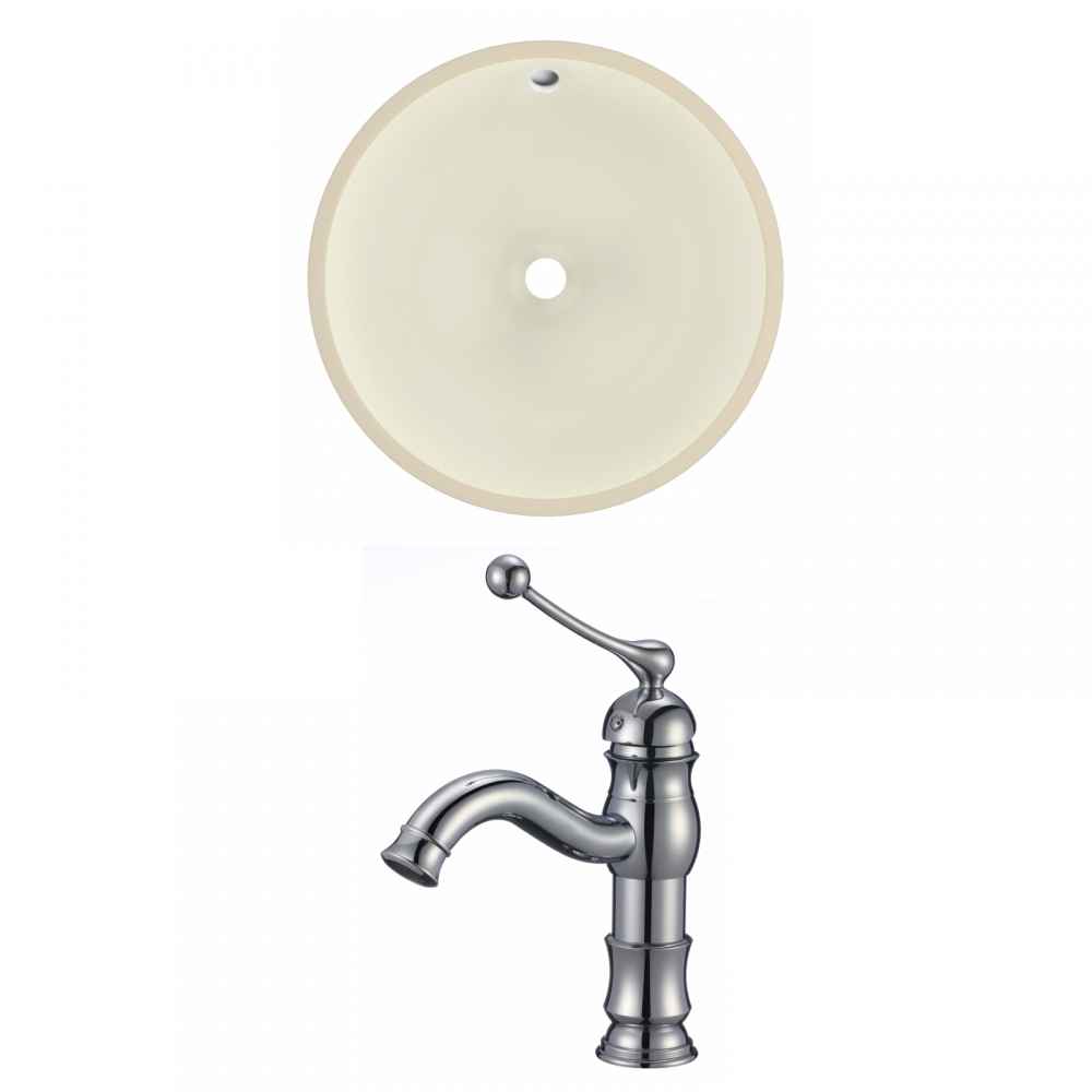 16-in. W Round Bathroom Undermount Sink Set In Biscuit - Chrome Hardware