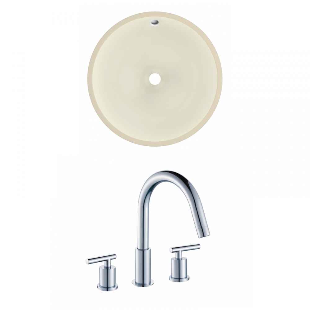 16-in. W Round Bathroom Undermount Sink Set In Biscuit - Chrome Hardware