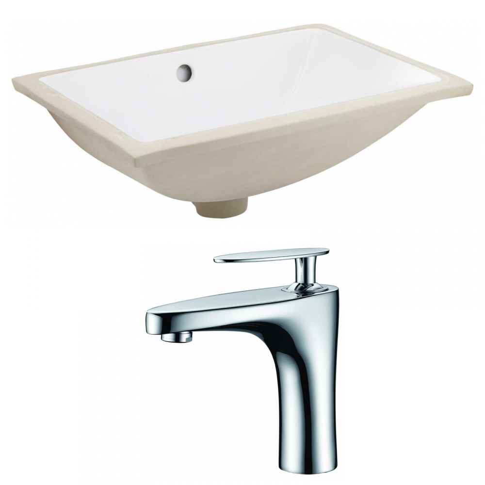 18.25-in. W CUPC Rectangle Bathroom Undermount Sink Set In White - Chrome Hardware
