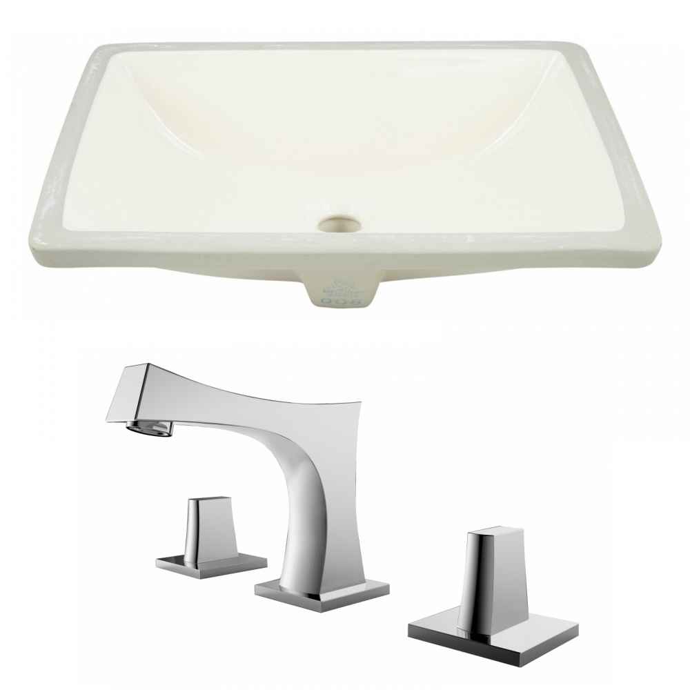18.25-in. W CUPC Rectangle Bathroom Undermount Sink Set In Biscuit - Chrome Hardware