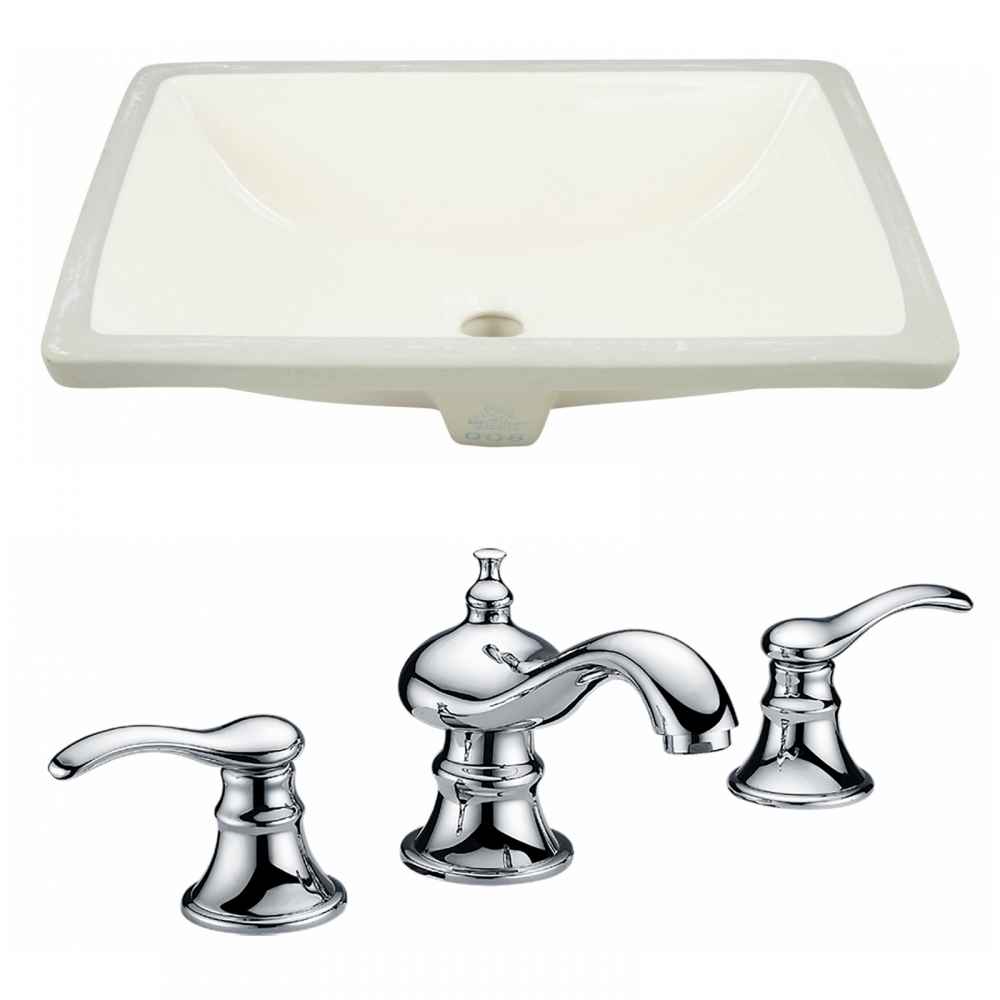 18.25-in. W CUPC Rectangle Bathroom Undermount Sink Set In Biscuit - Chrome Hardware