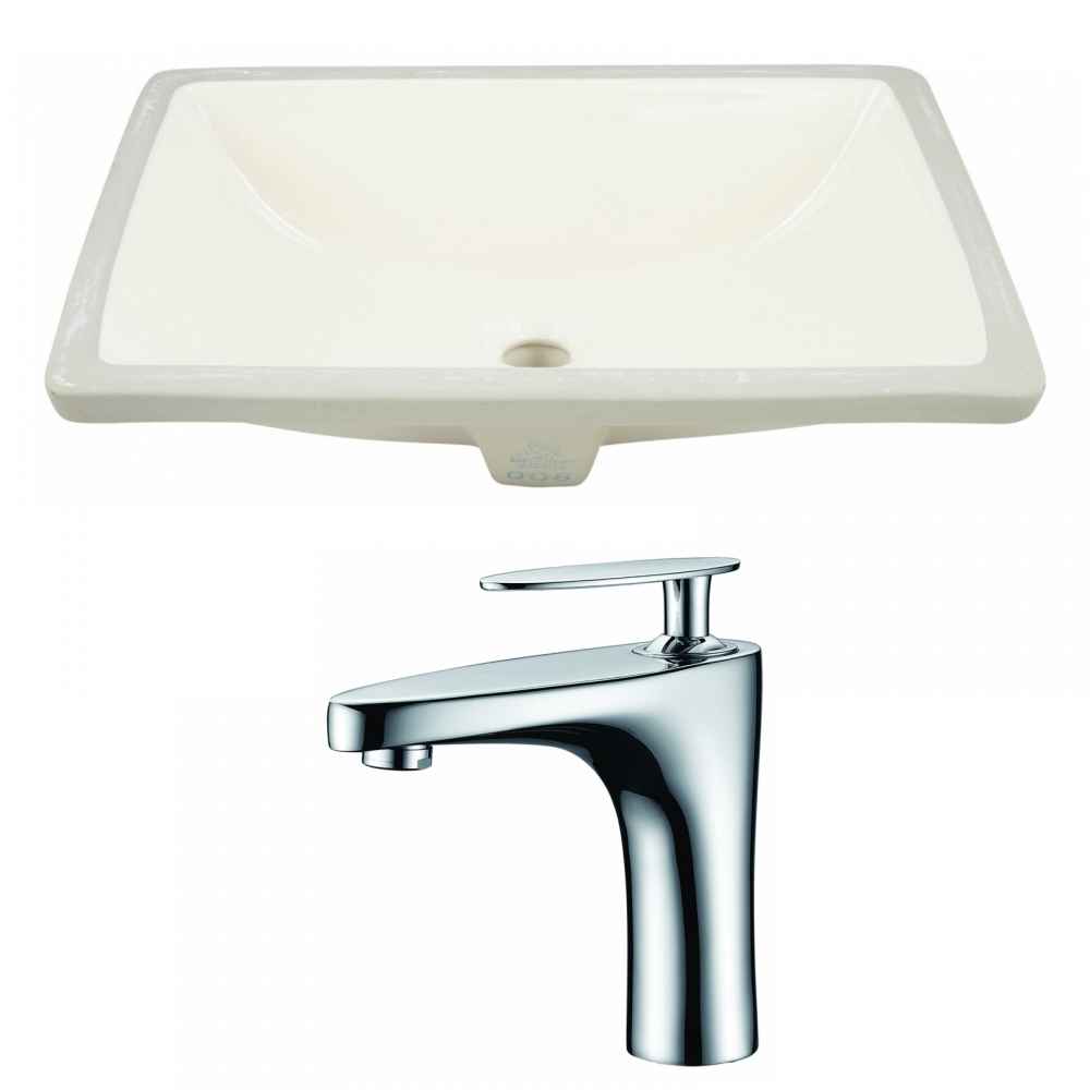 18.25-in. W CUPC Rectangle Bathroom Undermount Sink Set In Biscuit - Chrome Hardware