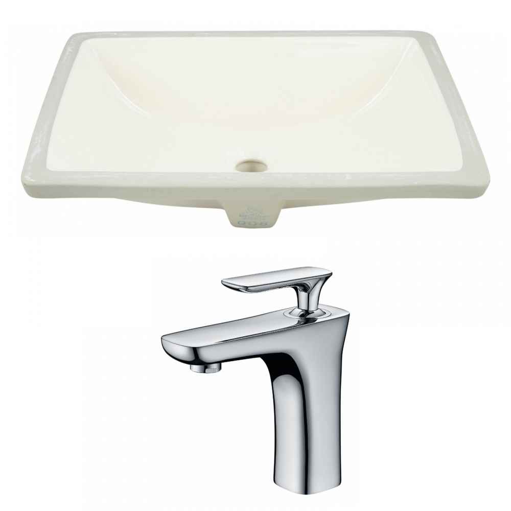 18.25-in. W CUPC Rectangle Bathroom Undermount Sink Set In Biscuit - Chrome Hardware