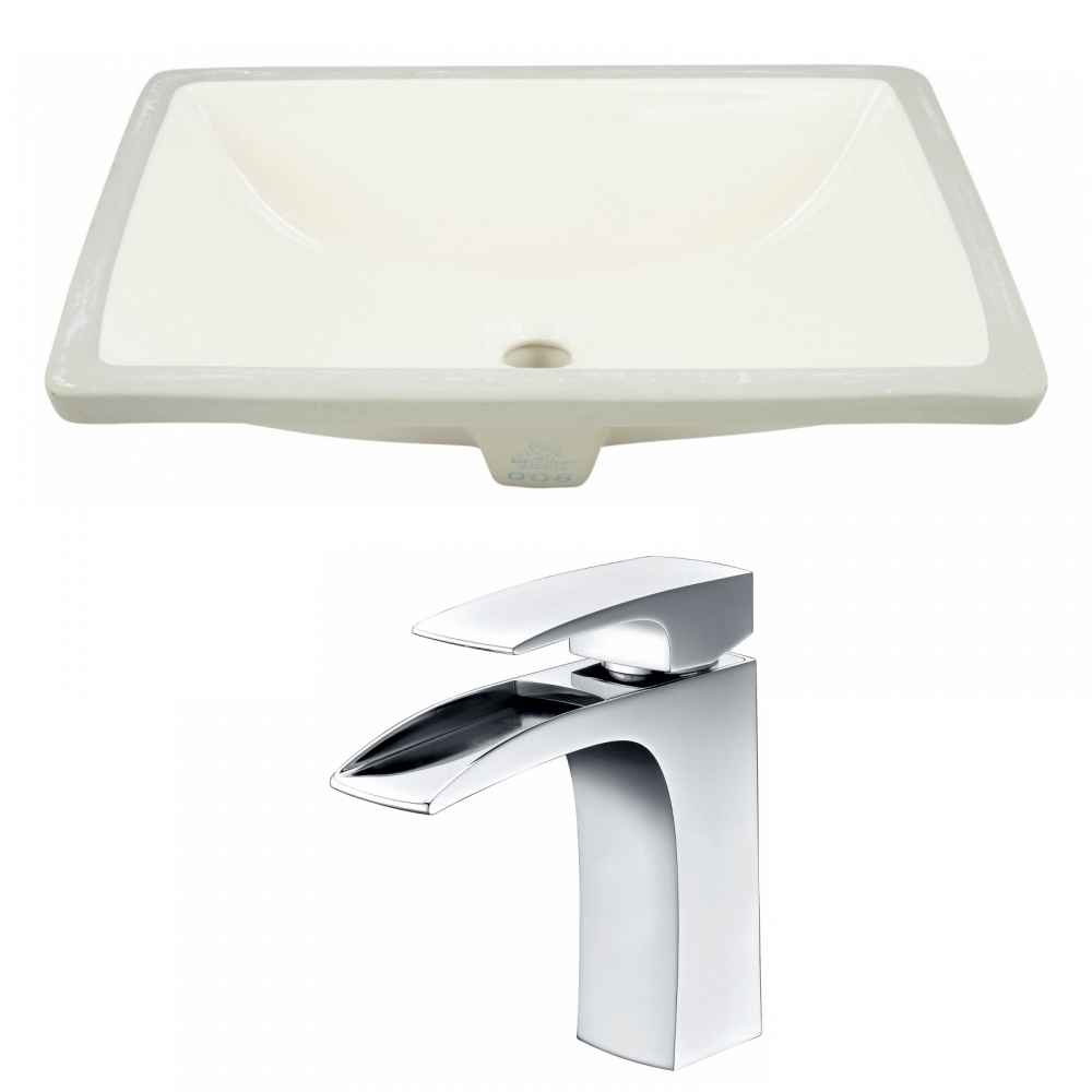 18.25-in. W CUPC Rectangle Bathroom Undermount Sink Set In Biscuit - Chrome Hardware