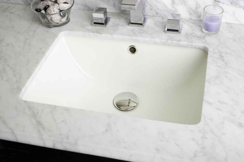 18.25-in. W CUPC Rectangle Bathroom Undermount Sink Set In Biscuit - Chrome Hardware