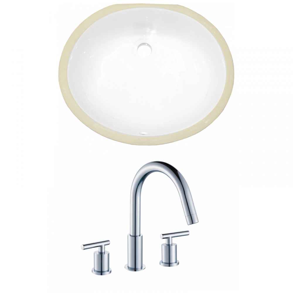 19.5-in. W CUPC Oval Bathroom Undermount Sink Set In White - Chrome Hardware