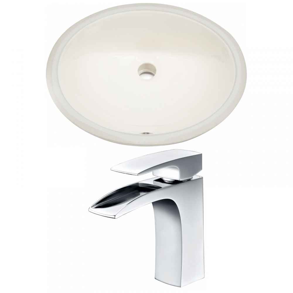 19.5-in. W CUPC Oval Bathroom Undermount Sink Set In Biscuit - Chrome Hardware