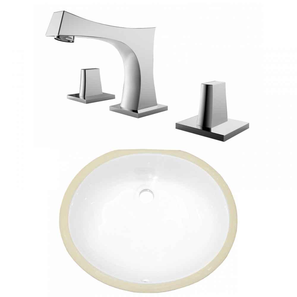 18.25-in. W CSA Oval Bathroom Undermount Sink Set In White - Chrome Hardware