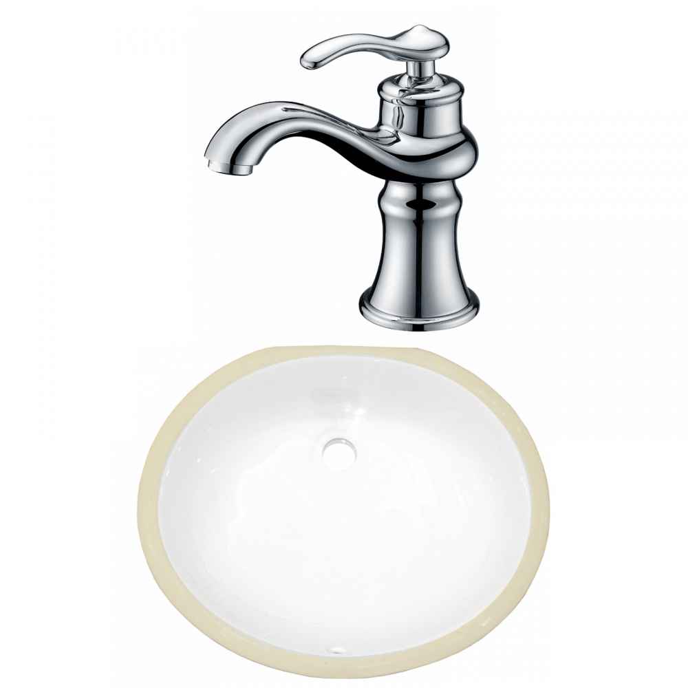 18.25-in. W CSA Oval Bathroom Undermount Sink Set In White - Chrome Hardware
