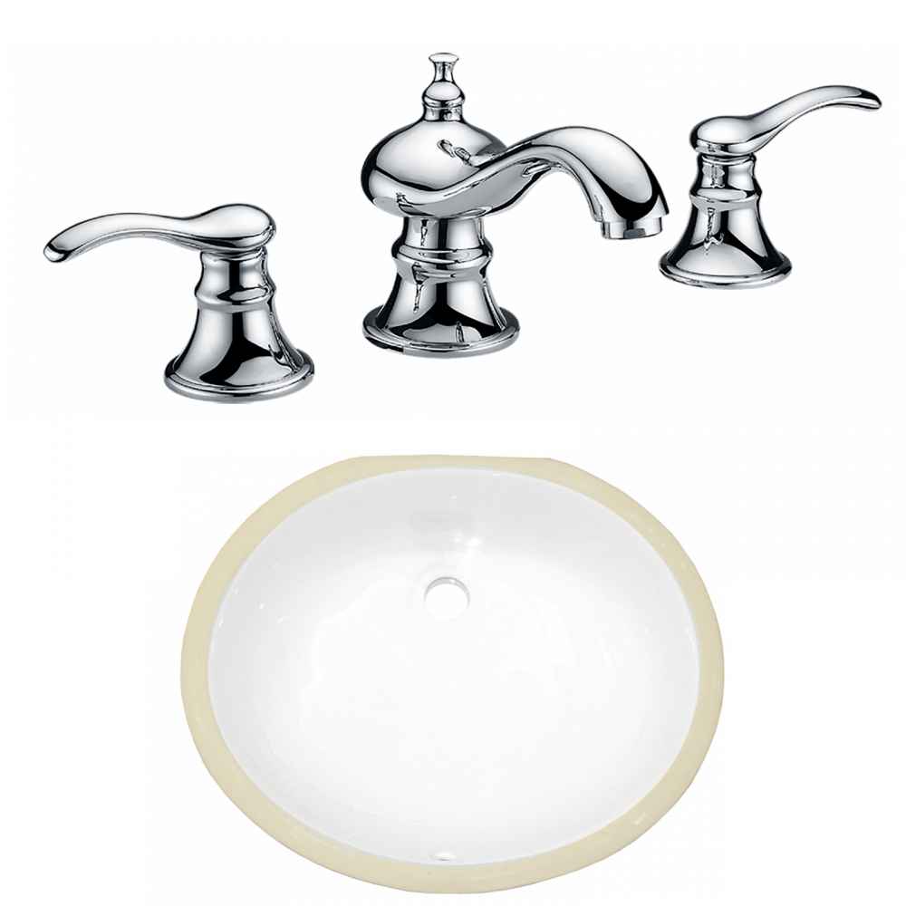 18.25-in. W CSA Oval Bathroom Undermount Sink Set In White - Chrome Hardware