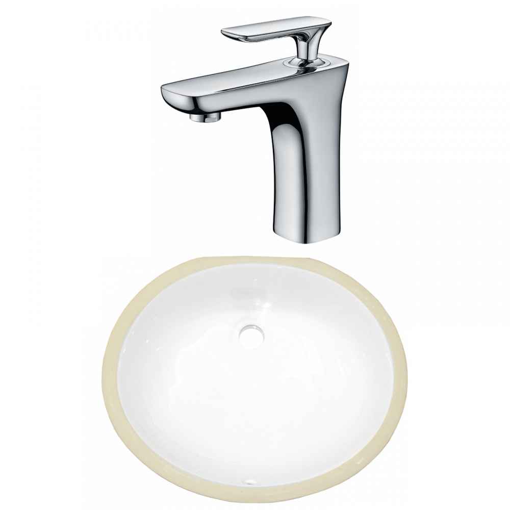 18.25-in. W CSA Oval Bathroom Undermount Sink Set In White - Chrome Hardware