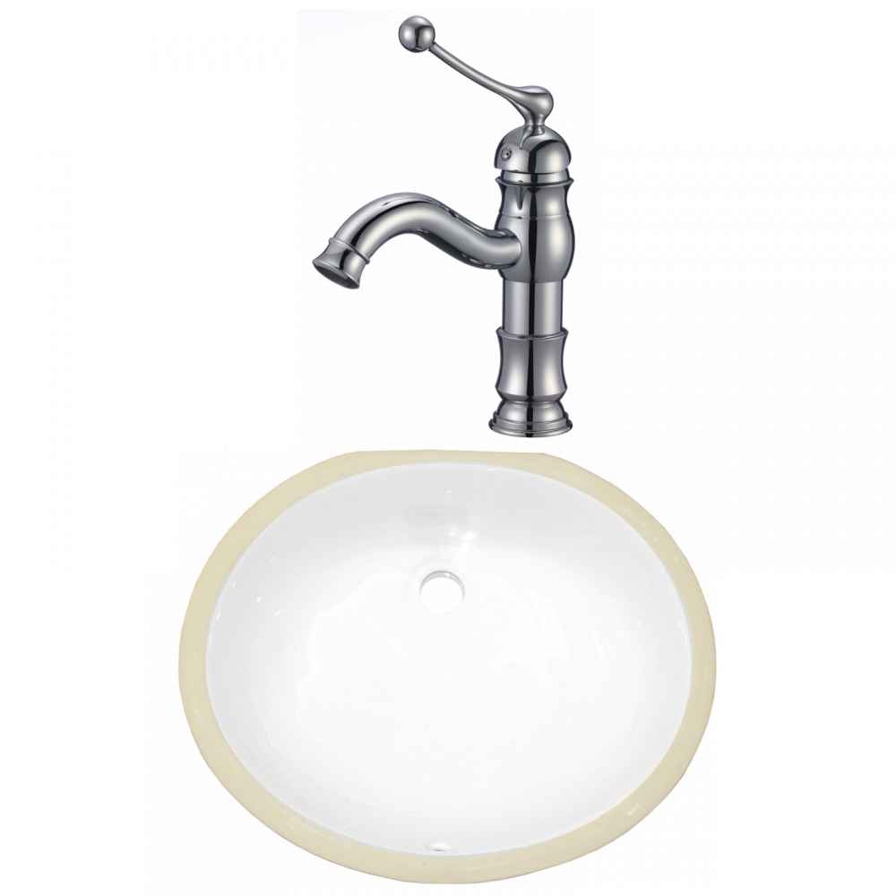 18.25-in. W CSA Oval Bathroom Undermount Sink Set In White - Chrome Hardware