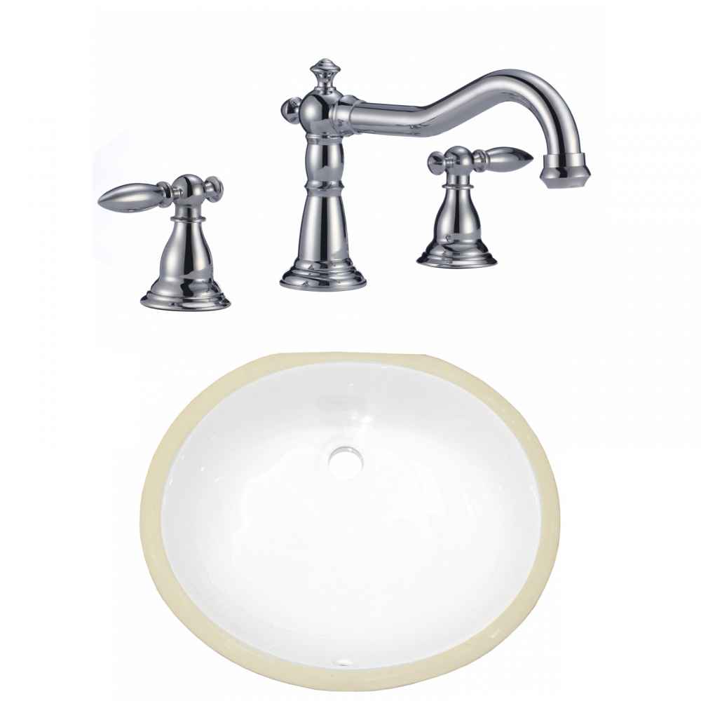 18.25-in. W CSA Oval Bathroom Undermount Sink Set In White - Chrome Hardware